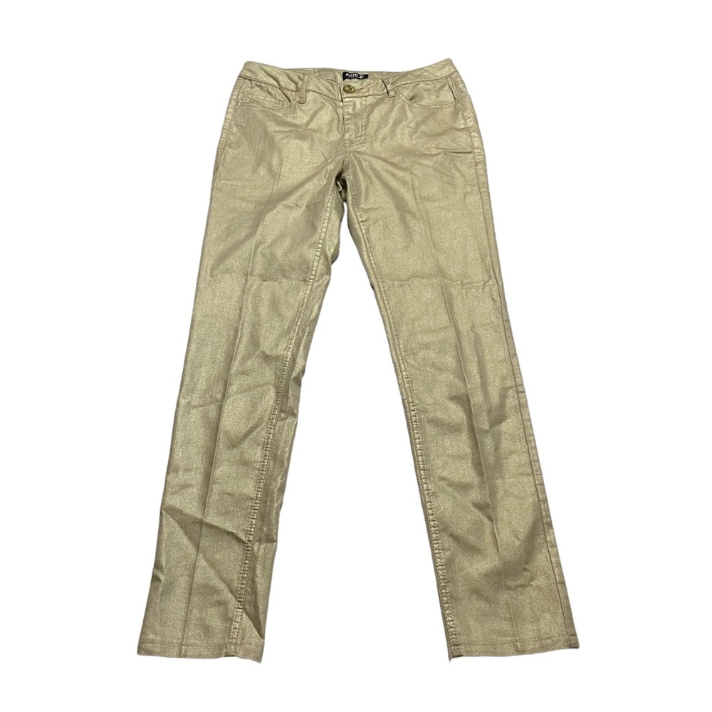 Allen B. by Allen Schwartz Gold Shimmer Slim Leg Jean Trouser Pants Size 6
